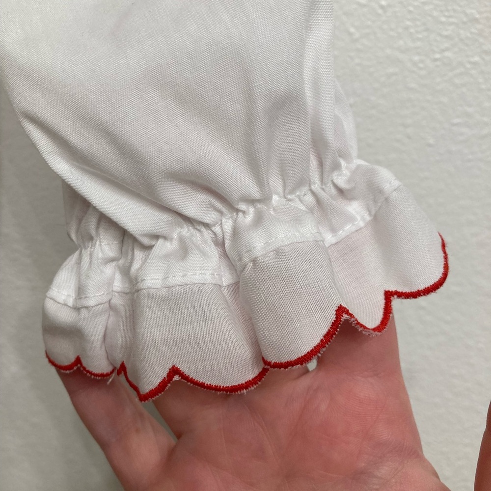 💙 Hartstrings Girl’s Floral Embroidered Collar White Button Up Shirt, Size 4 - Picture 7 of 10